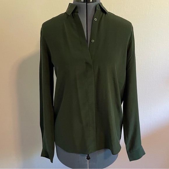& Other Stories Tops - NWT & Other Stories Green Silk Button Up Blouse